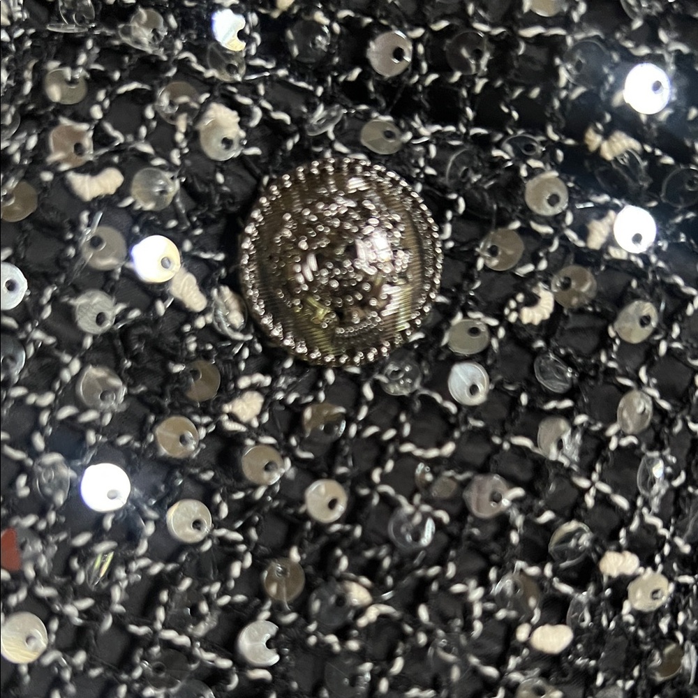NWT Marigold Shadows Stunner Sequin Jacket  Silver & Black Size Large - Picture 9 of 16